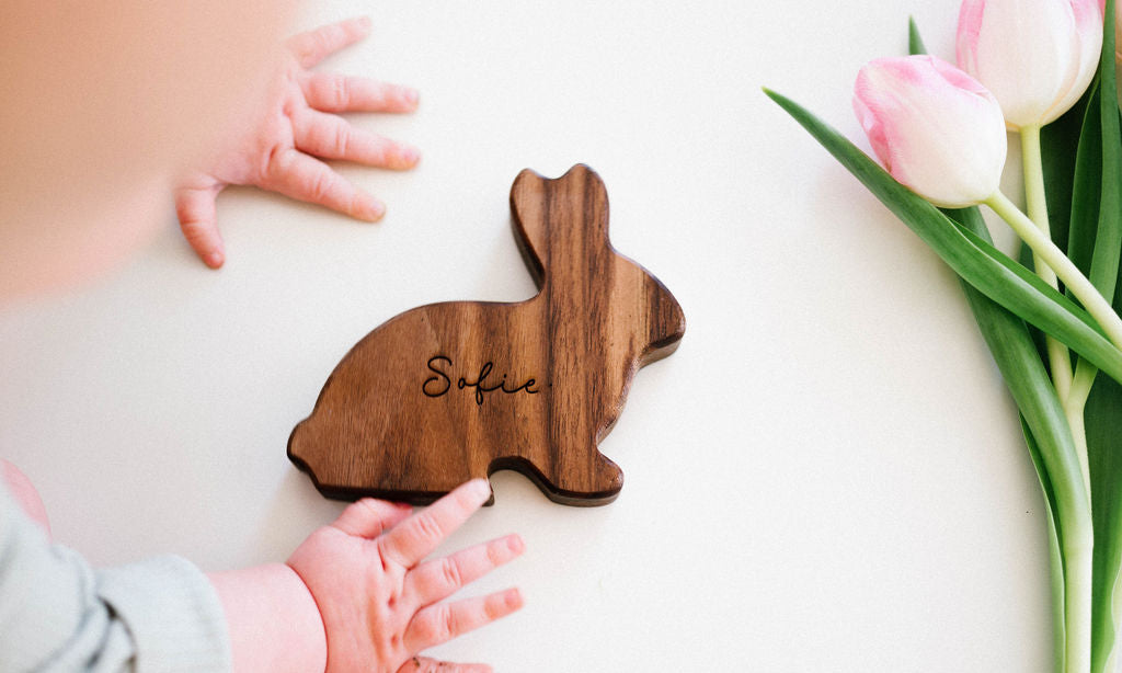 Chocolate Easter Bunny Wooden Rattle