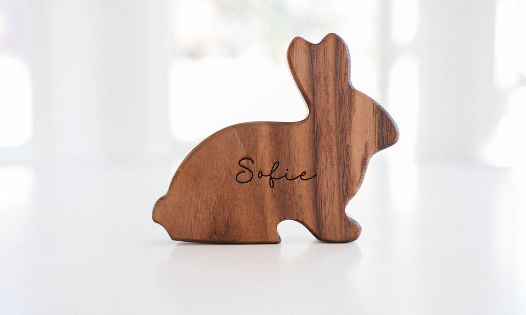 Chocolate Easter Bunny Wooden Rattle