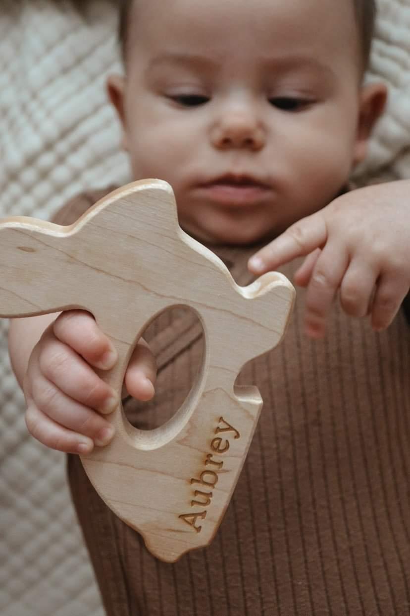 Bunny Wooden Grasping Toy with Teething Beads - Bannor-toys