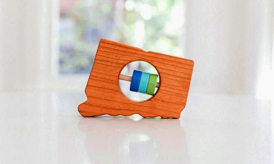 Connecticut State Wooden Baby Rattle™ - Bannor-toys