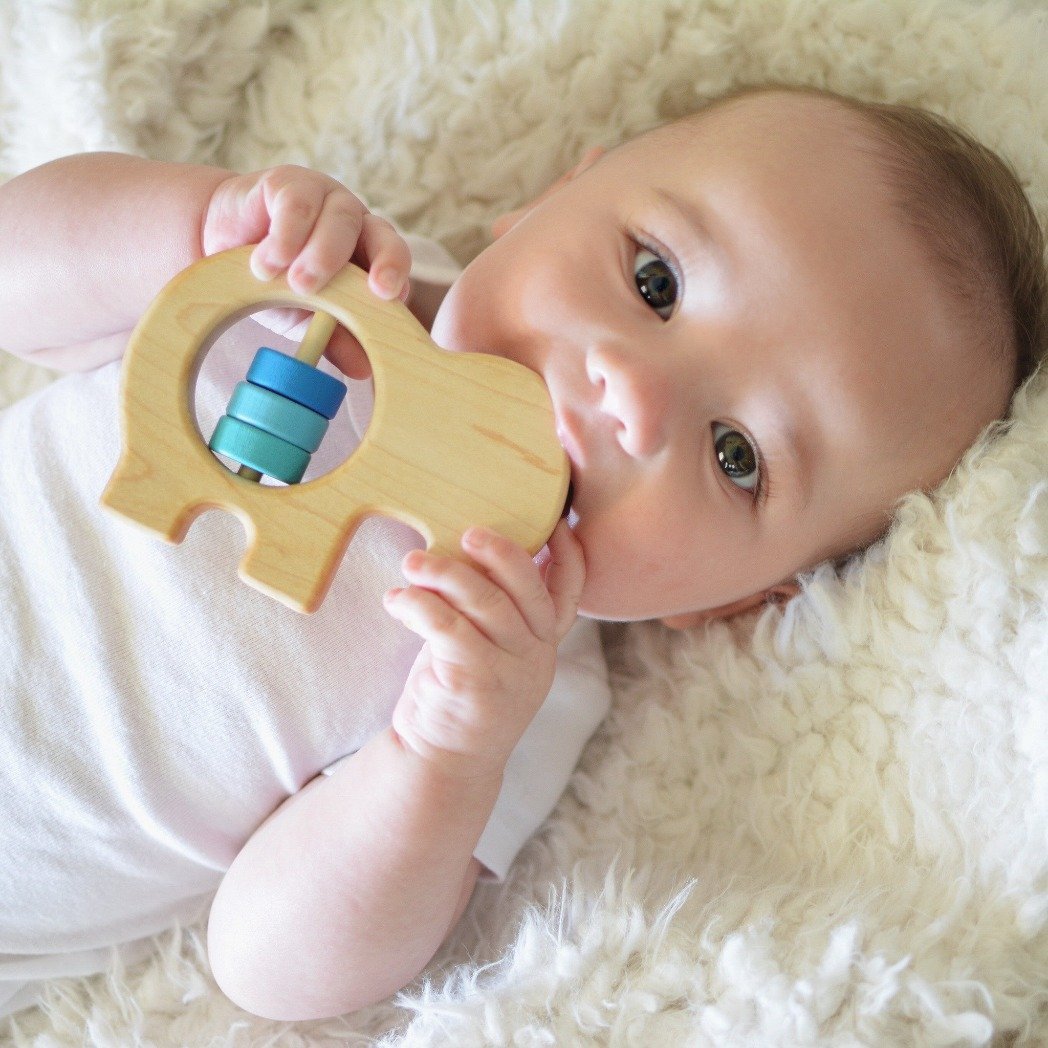 Elephant Wooden Baby Rattle - Bannor-toys