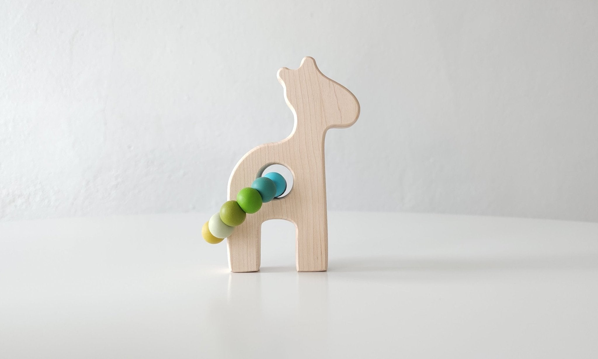 Giraffe Wooden Baby Grasping Toy with Teething Beads - Bannor-toys