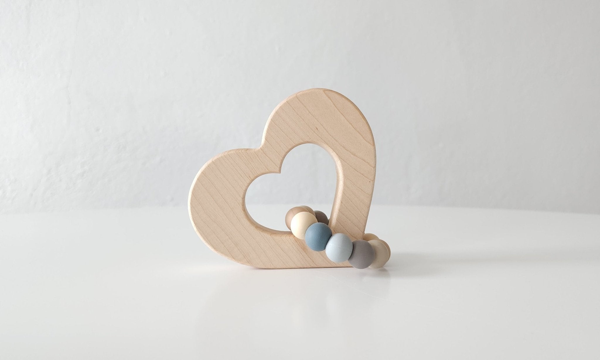 Heart Wooden Baby Grasping Toy with Teething Beads - Bannor-toys