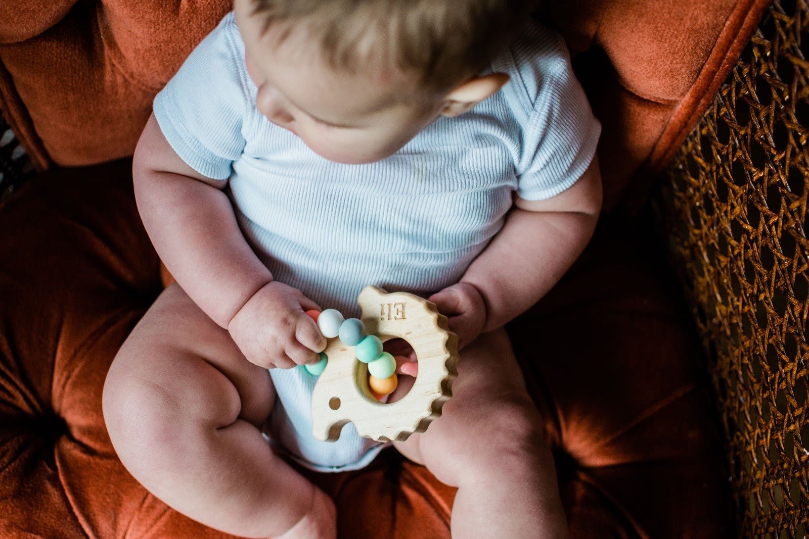 Hedgehog Wooden Baby Grasping Toy with Teething Beads - Bannor-toys