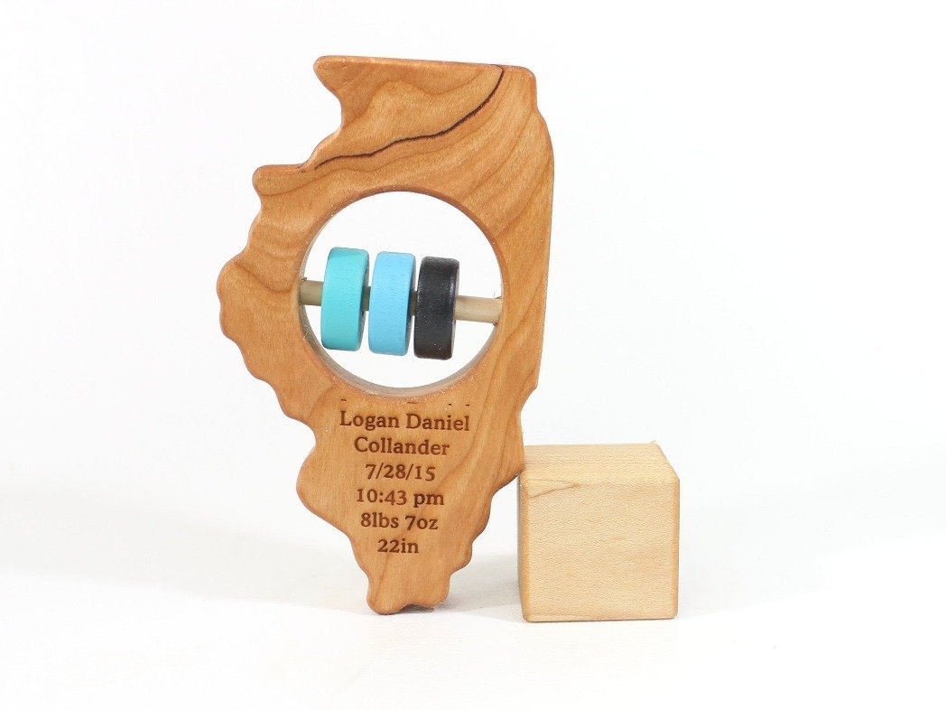 Illinois State Wooden Baby Rattle™ - Bannor-toys - State Rattle