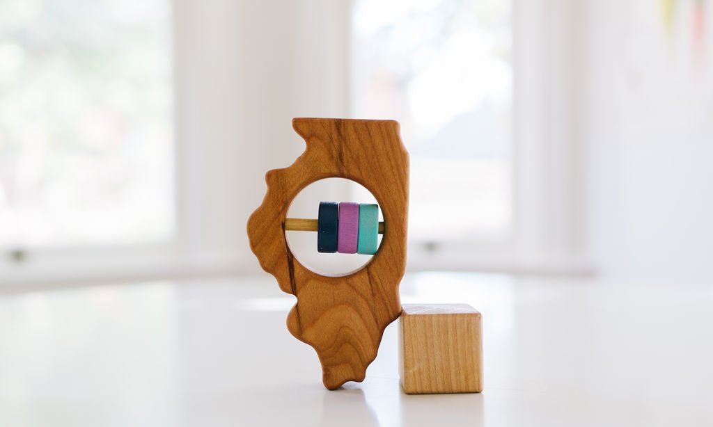 Illinois State Wooden Baby Rattle™ - Bannor-toys - State Rattle
