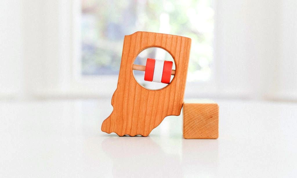 Indiana State Wooden Baby Rattle™ - Bannor-toys