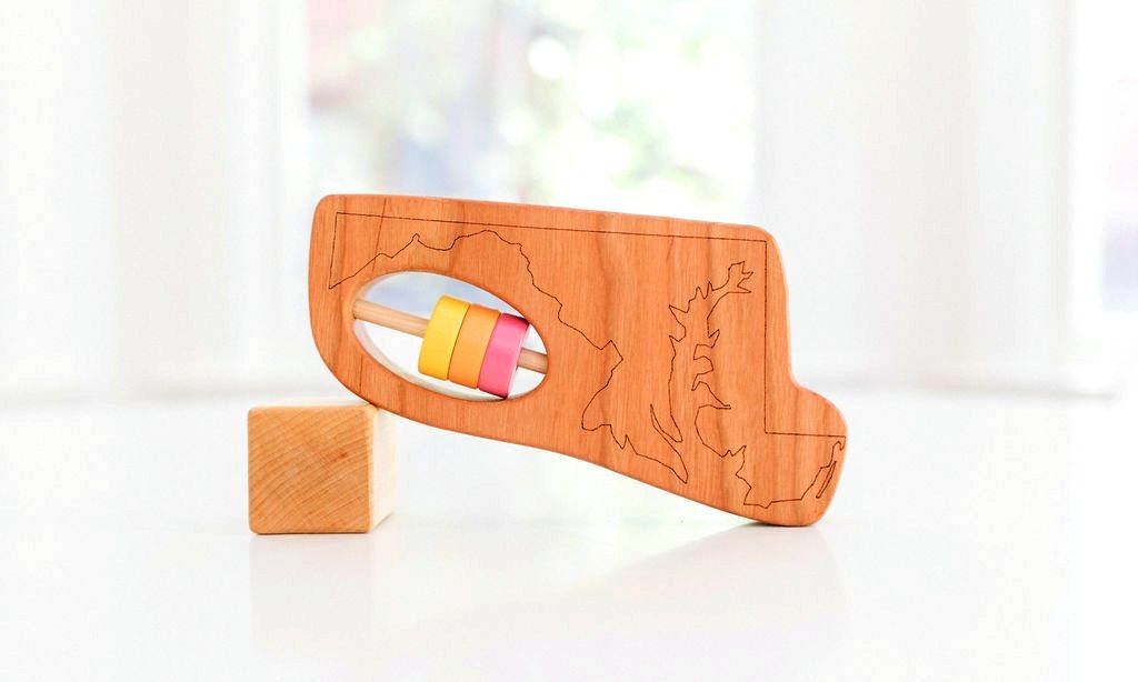 Maryland State Wooden Baby Rattle™ - Bannor-toys
