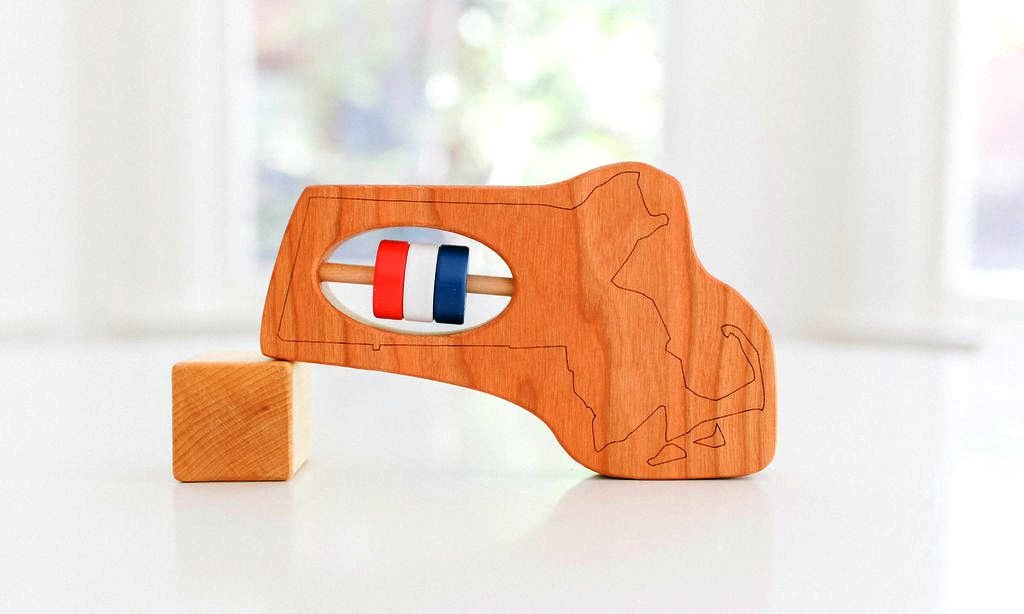Massachusetts State Wooden Baby Rattle™ - Bannor-toys