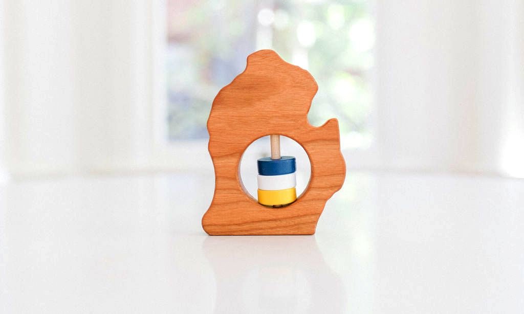Michigan (Lower Peninsula) Wooden Baby Rattle™ - Bannor-toys