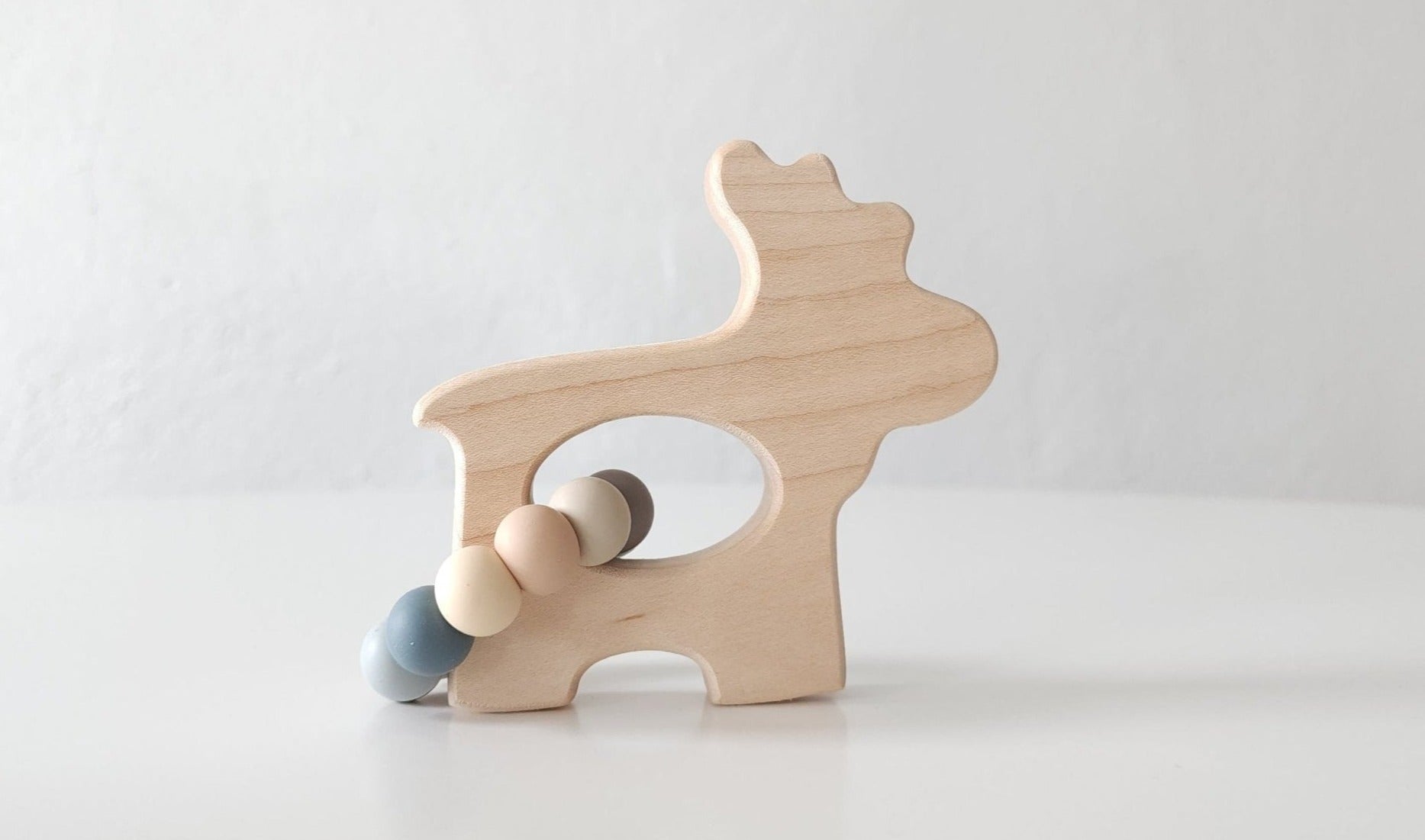 Moose Wooden Grasping Toy with Teething Beads - Bannor-toys