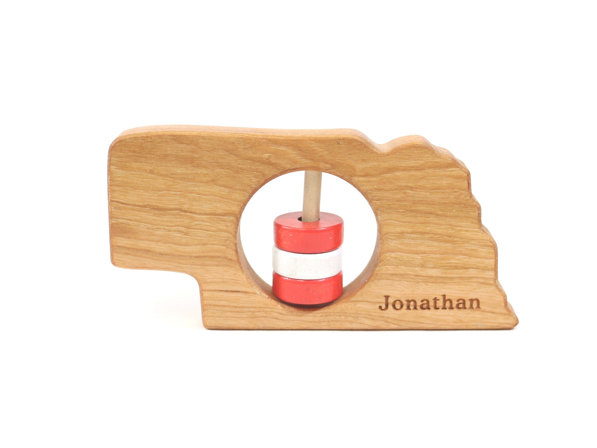 Nebraska State Wooden Baby Rattle™ - Bannor-toys - cornhusker colors