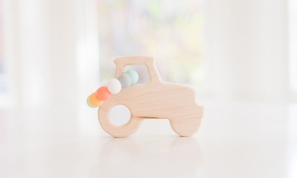 Tractor Wooden Grasping Toy with Teething Beads - Bannor-toys