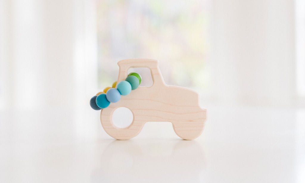 Tractor Wooden Grasping Toy with Teething Beads - Bannor-toys
