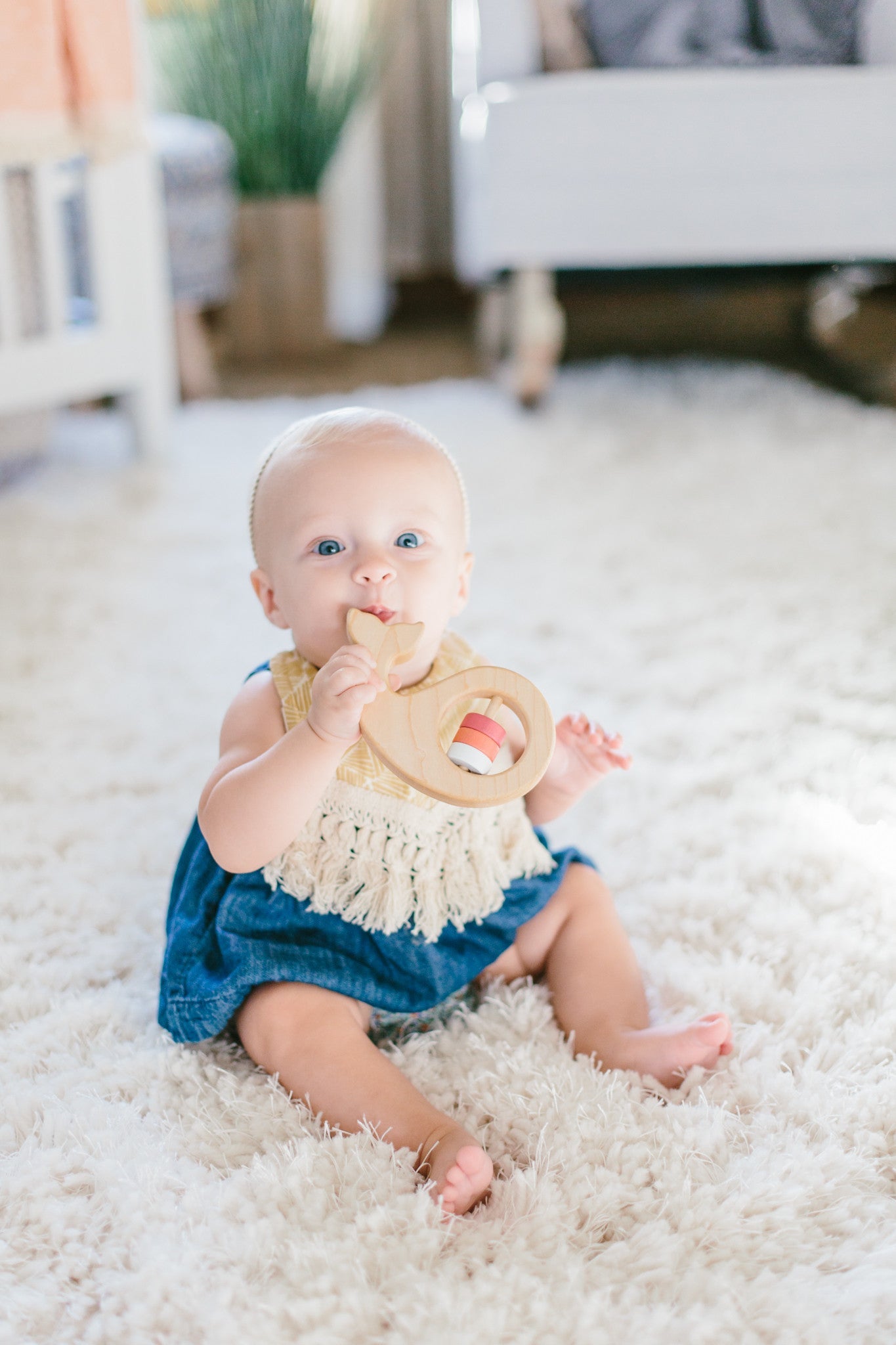 Whale Wooden Baby Rattle - Bannor-toys