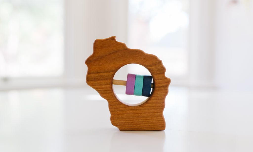 Wisconsin State Wooden Baby Rattle™ - Bannor-toys